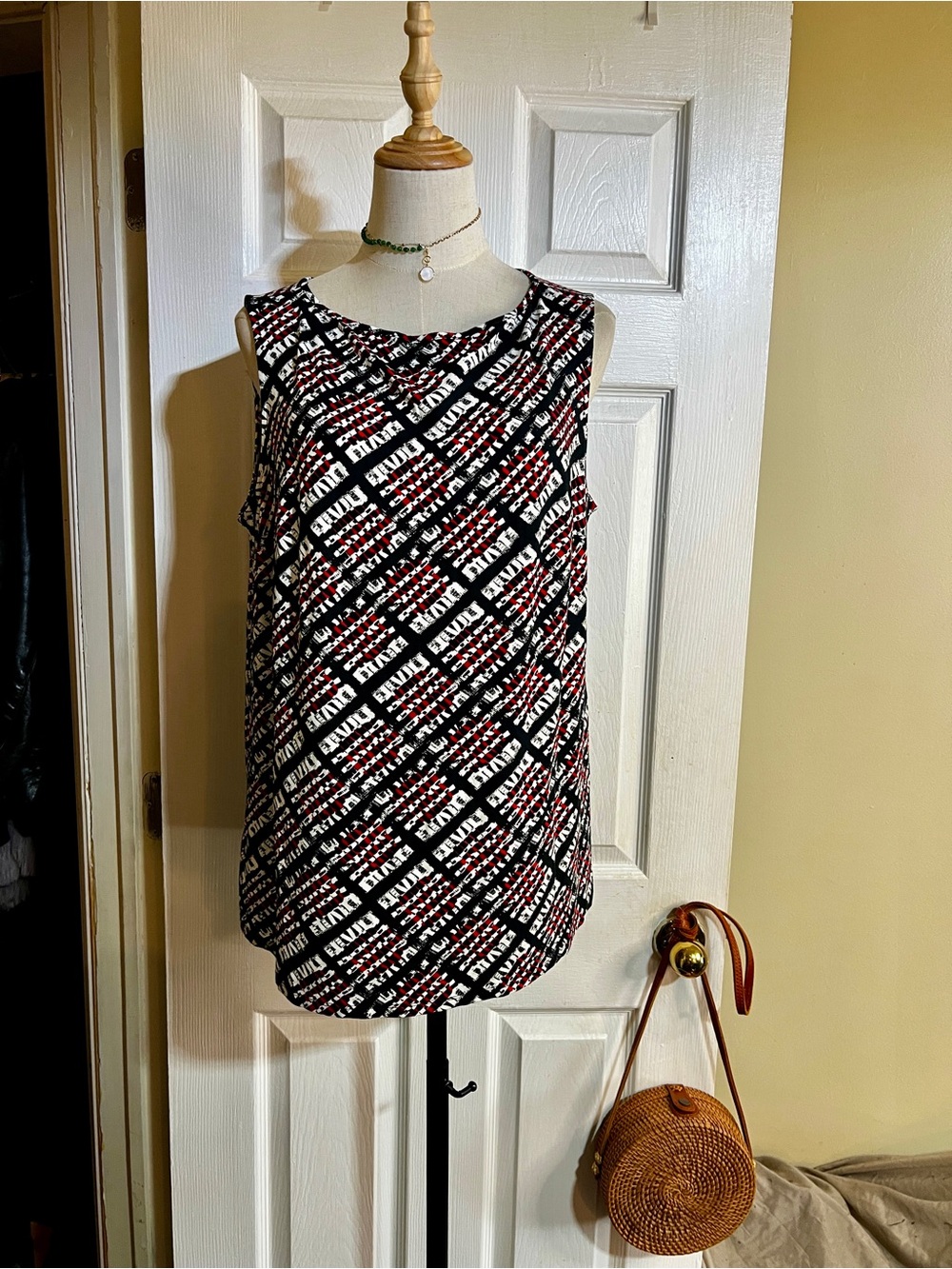New J Jill Wms Check‎ Print Casual Preppy Classic Sleeveless Top 1X